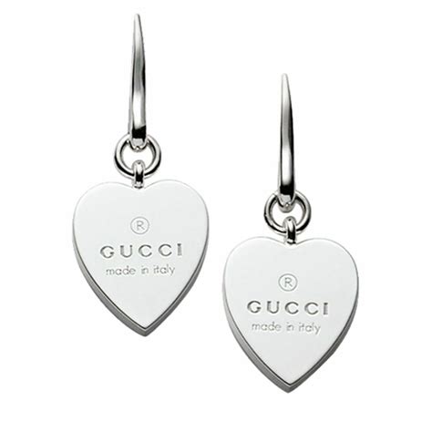 silver gucci heart earrings|gucci silver dangling earrings.